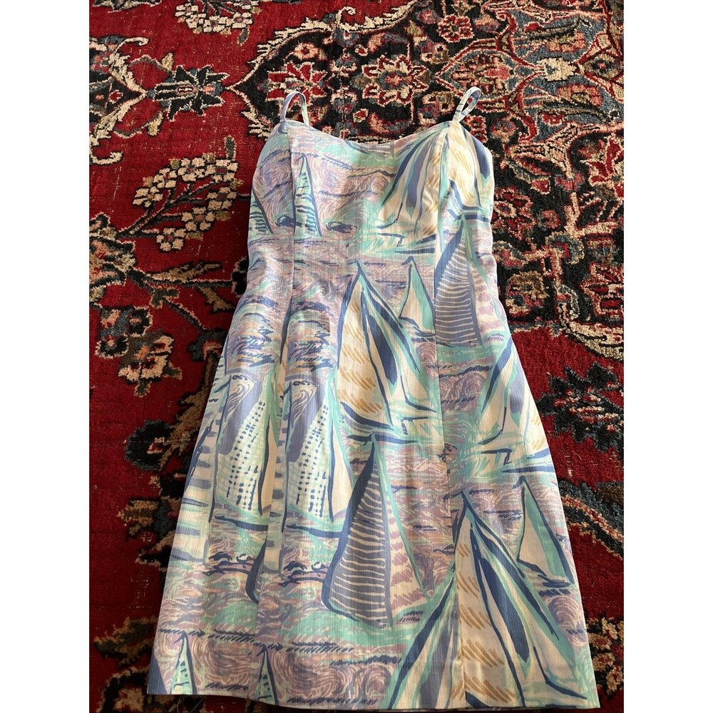 Lilly Pulitzer Sailboat Spaghetti Mini Dress Size 10 Shelli Aboat Time Tropical